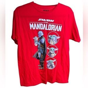 NWOT Star Wars Unisex Red Graphic Tee Shirt The Mandalorian - Size Large